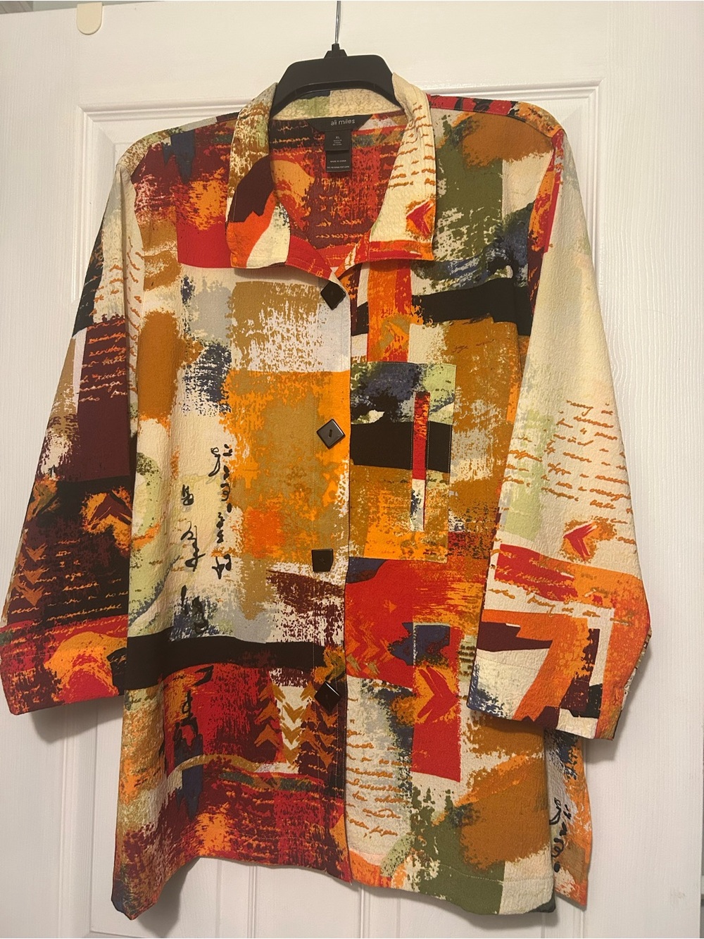 Ali Miles Multicolor Abstract Patchwork Blazer Jacket